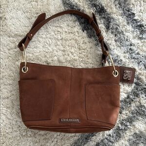 Steve Madden Brown Suede Shoulder Bag with Braided Strap